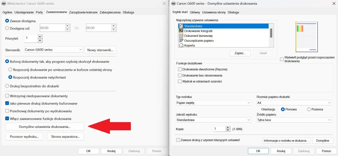 sprawdzanie poziomu tuszu w drukarce