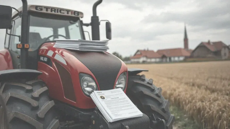 Ciągnik rolniczy w urzędzie komunikacji