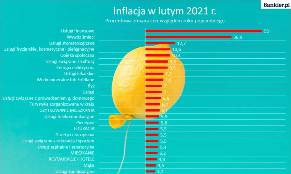 cennik usług finansowych infografika