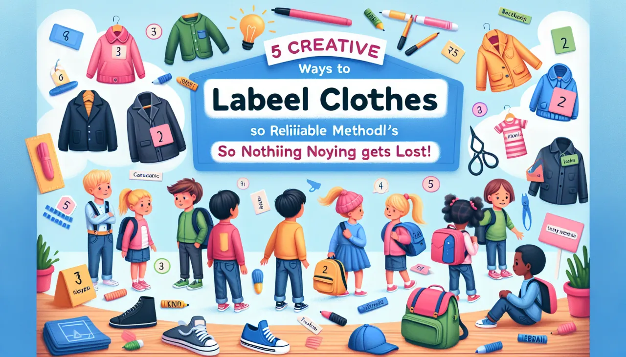 r&oacute;żne metody oznaczania ubrań dla dzieci, naprasowanki, stemple, markery do tkanin