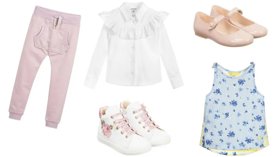 Dziewczynka w joggerach stylizacje r&oacute;żne materiały