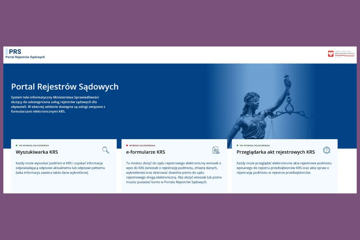 Strona gł&oacute;wna Portalu Rejestr&oacute;w Sądowych
