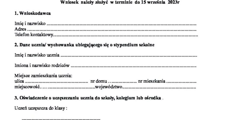 Przykładowe faktury i rachunki stypendium szkolne