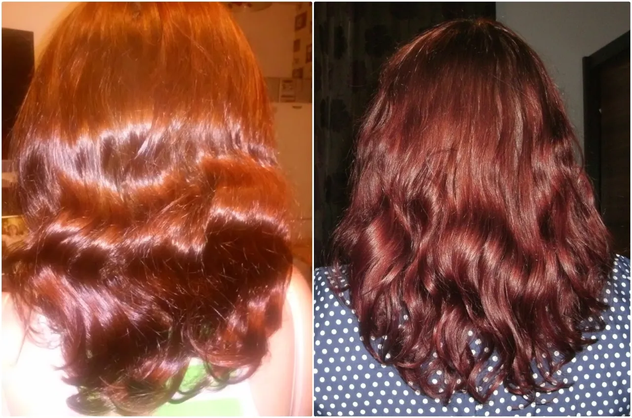 włosy przed i po olejowaniu henna