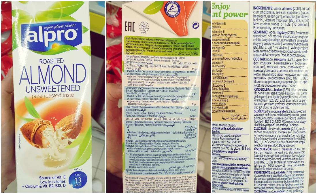 etykieta mleka roślinnego skład wartość odżywcza