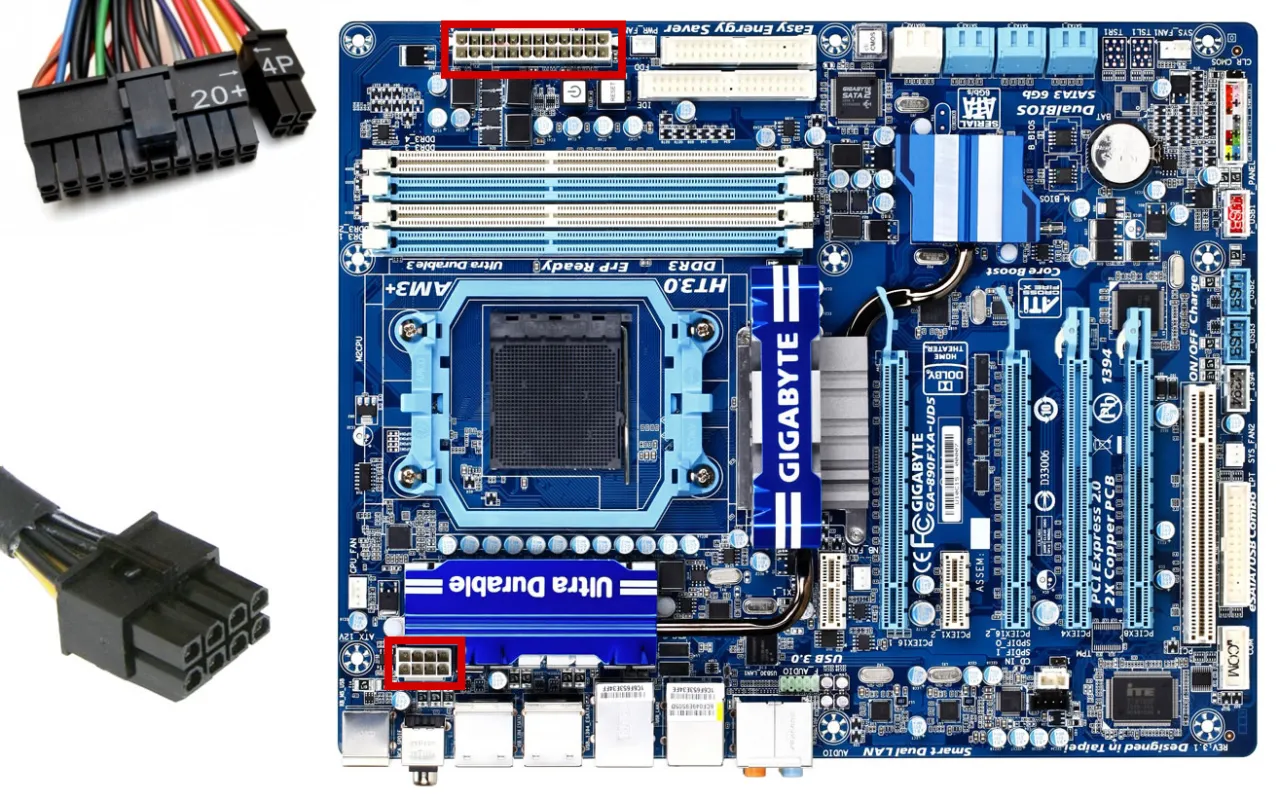 przewody zasilacza ATX