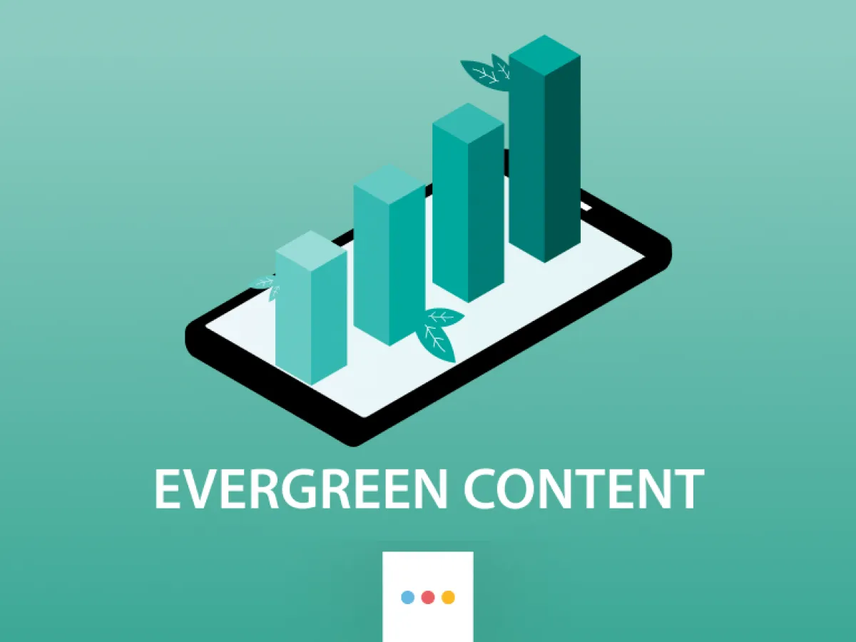 Wykres słupkowy na ekranie telefonu symbolizuje, że evergreen content to treści, które zawsze są aktualne i przynoszą korzyści.