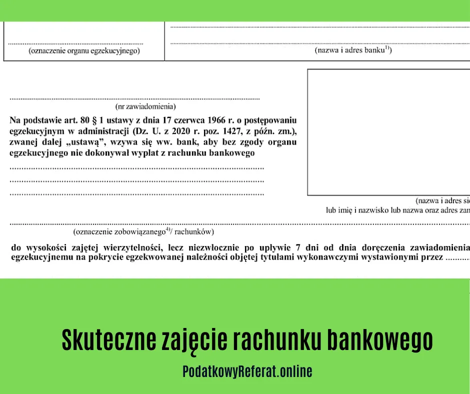Zajęcie środk&oacute;w na koncie bankowym