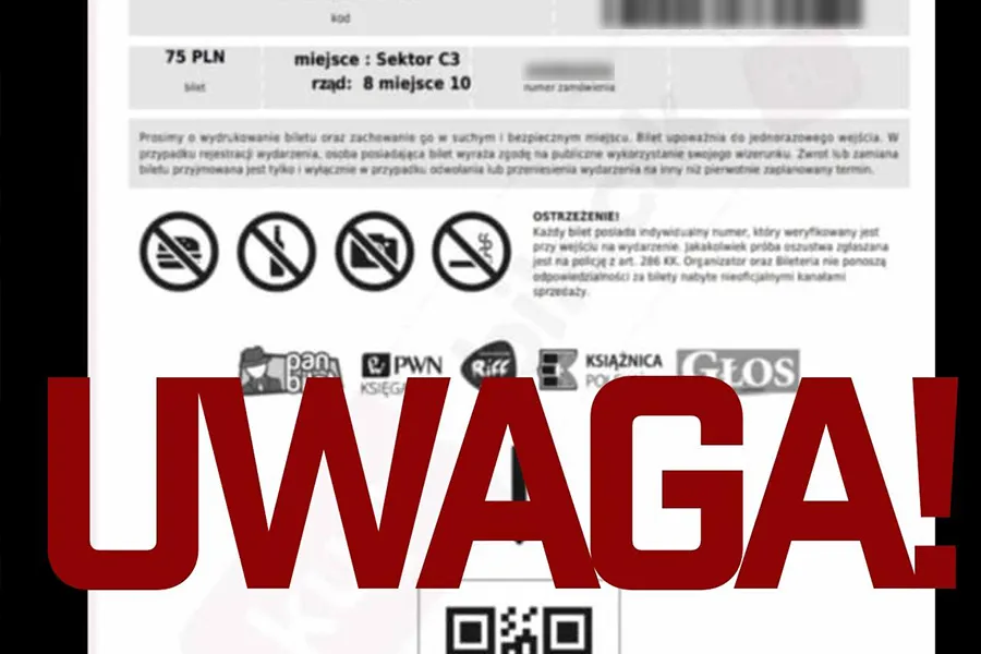 fałszywe bilety na koncert ostrzeżenie