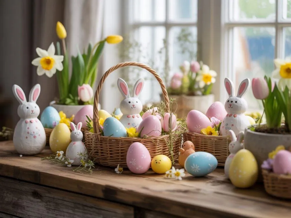 dzieci tworzące ozdoby wielkanocne z masy solnej