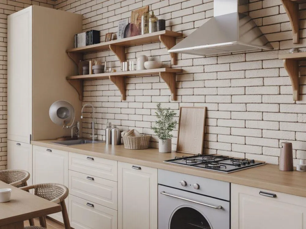 beton architektoniczny kuchnia, cegła w kuchni, spieki kwarcowe kuchnia