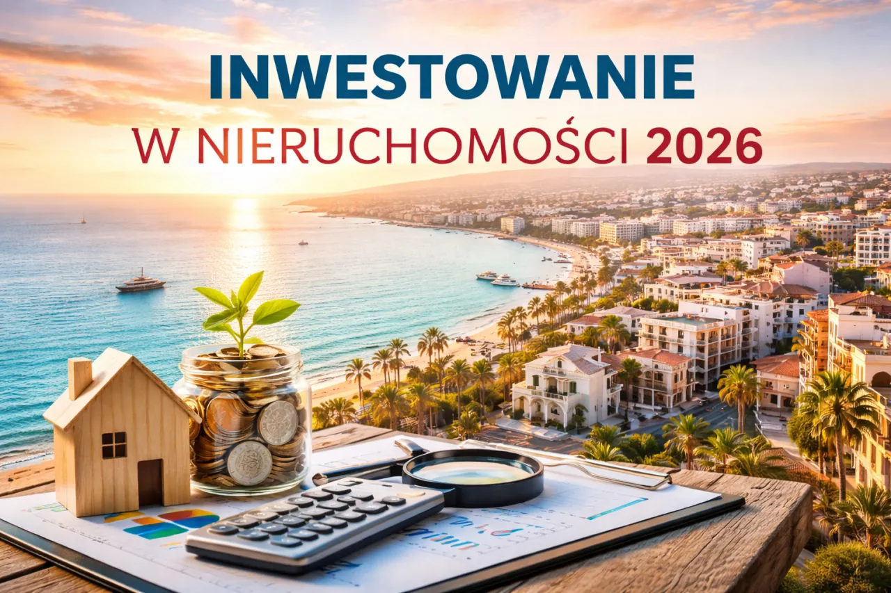 Mieszkanie inwestycyjne co to znaczy? Słońce zachodzi nad kurortem, a na pierwszym planie symboliczny domek, słoik z monetami i kalkulator.