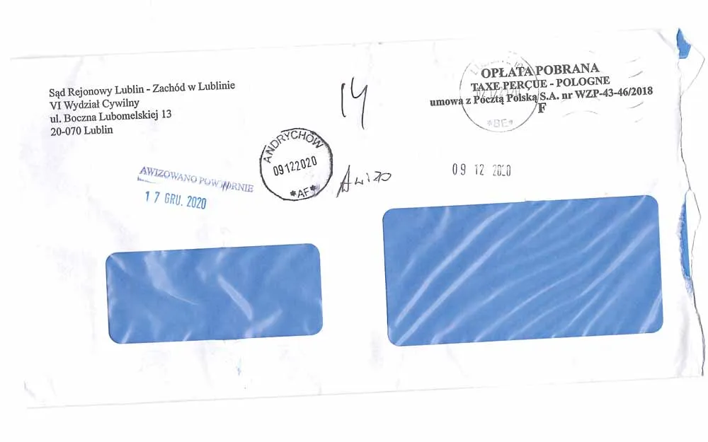 list z wezwaniem do zapłaty w skrzynce pocztowej