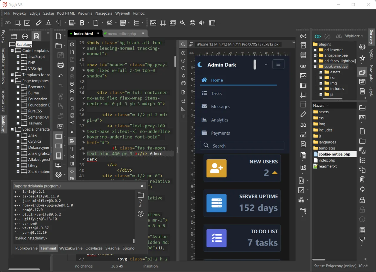 Edytor kodu HTML na Androidzie z podglądem