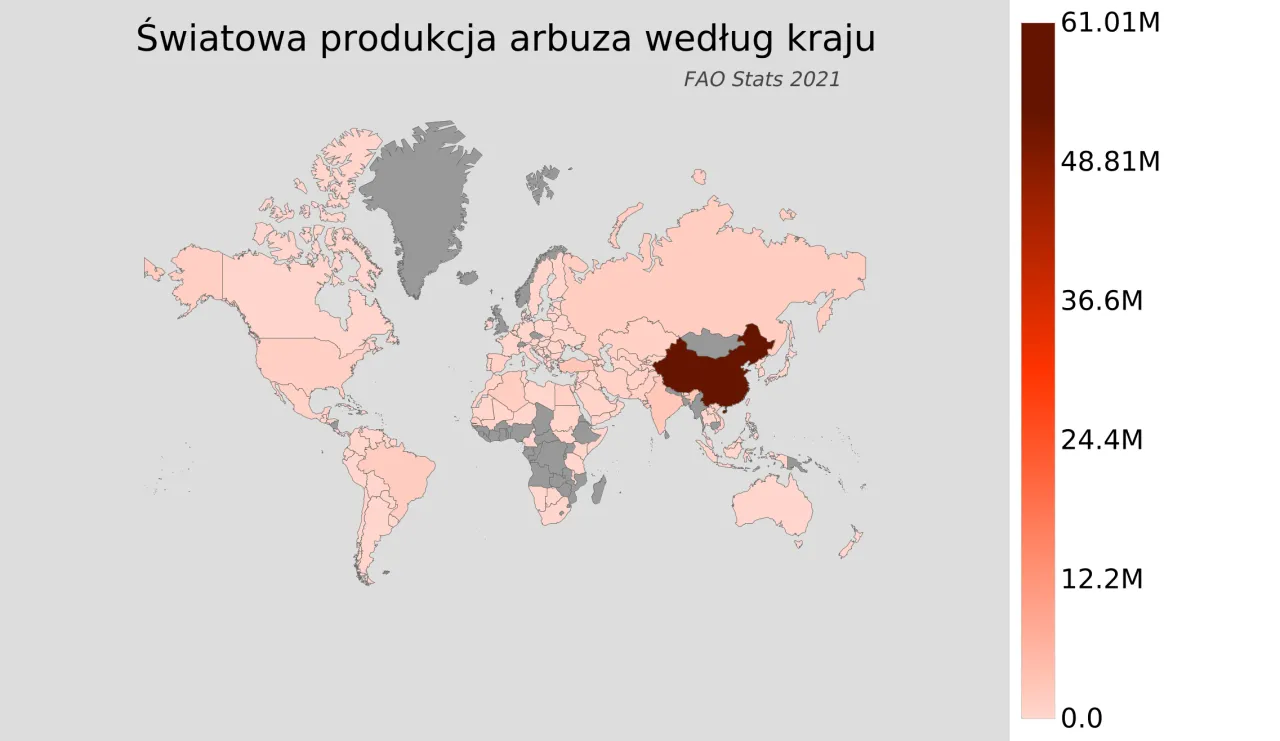 mapa świata uprawa arbuzów