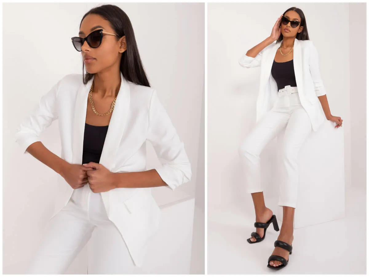 Eleganckie stylizacje z białą marynarką