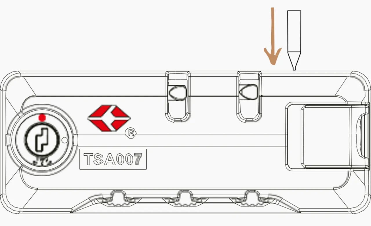 przycisk resetu zamek walizka