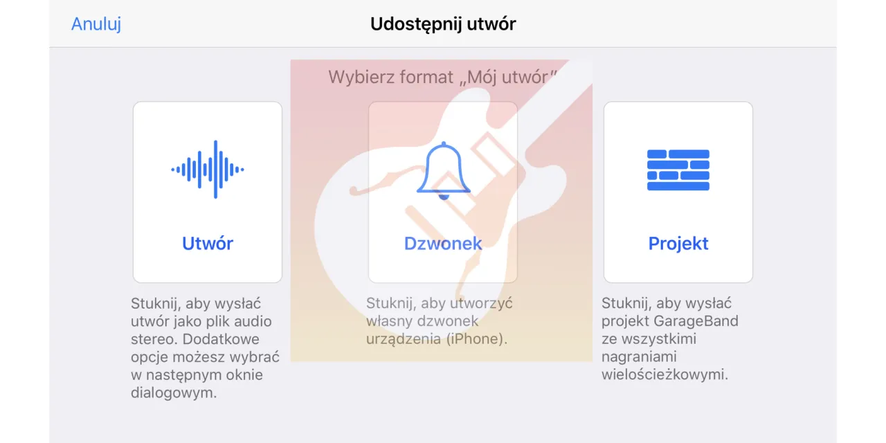 GarageBand iPhone tworzenie dzwonka