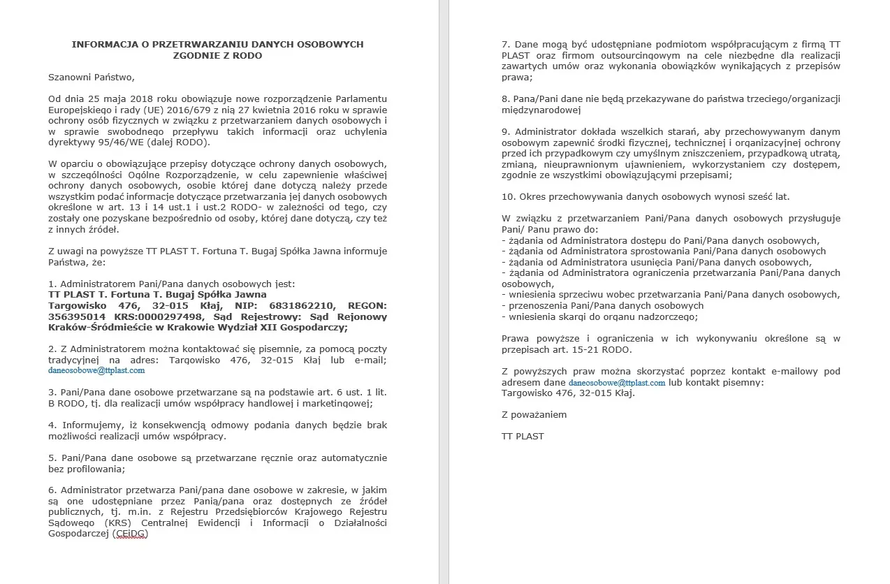 Odmowa podania danych osobowych RODO