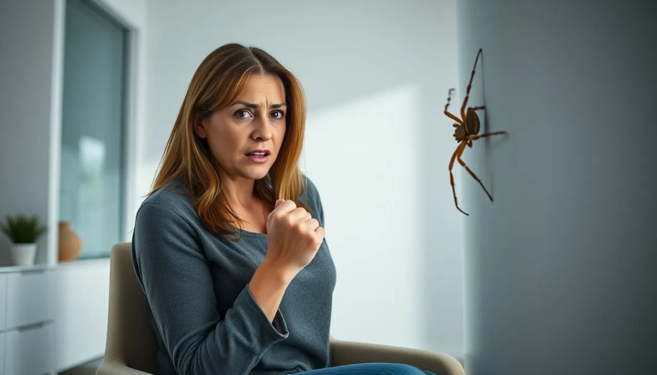 osoba bojąca się pająka