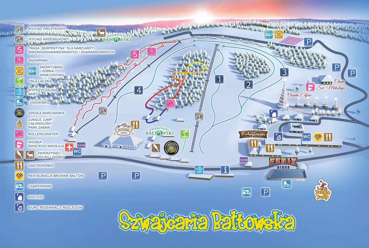 Mapa stok&oacute;w narciarskich blisko Łodzi