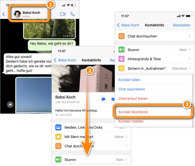 WhatsApp Kontakt löschen Anleitung Screenshot