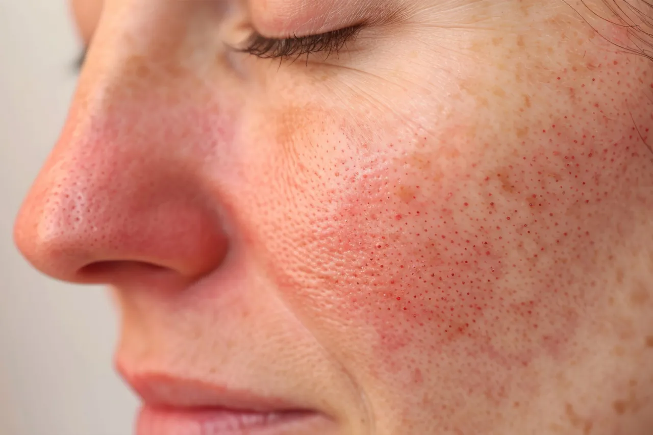 sk&oacute;ra podrażniona pastą do zęb&oacute;w, zaczerwienienie twarzy