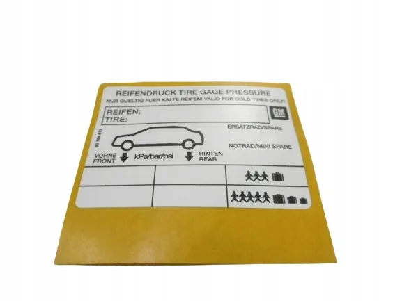 Naklejka ciśnienia w oponach samoch&oacute;d