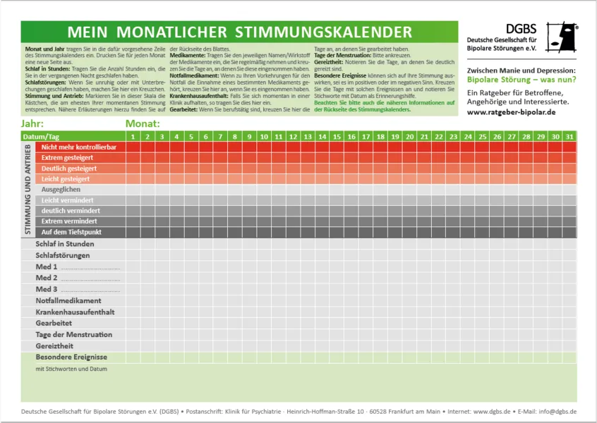 Stimmungstagebuch bipolare St&ouml;rung