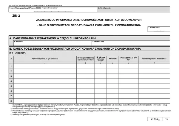 formularz IN-1 i ZIN-2