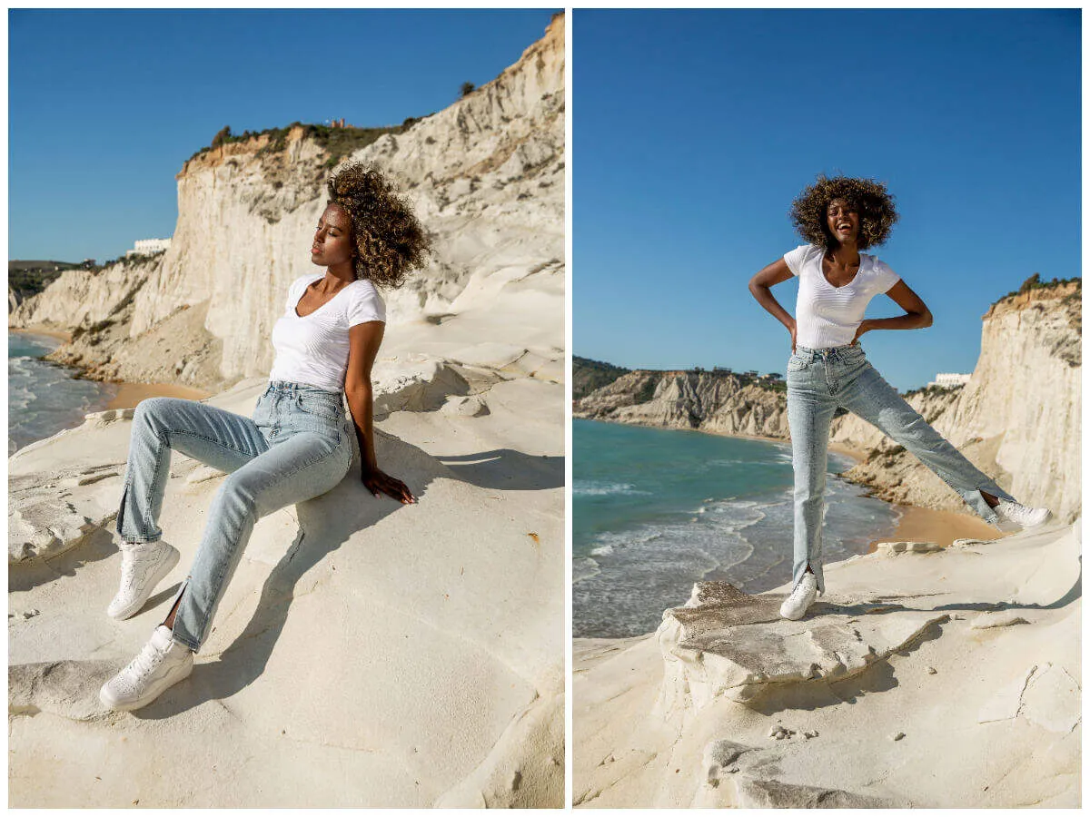 stylizacje z białym t-shirtem i jeansami różne dodatki