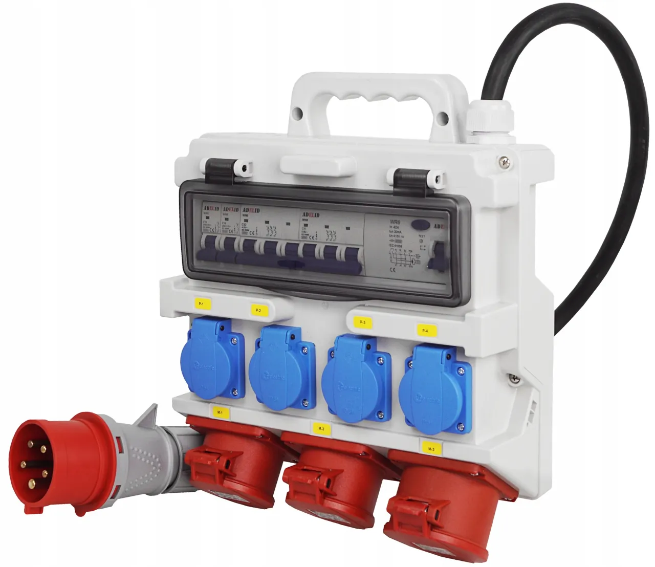 Rozdzielnica elektryczna z wyłącznikami nadprądowymi i różnicowoprądowym