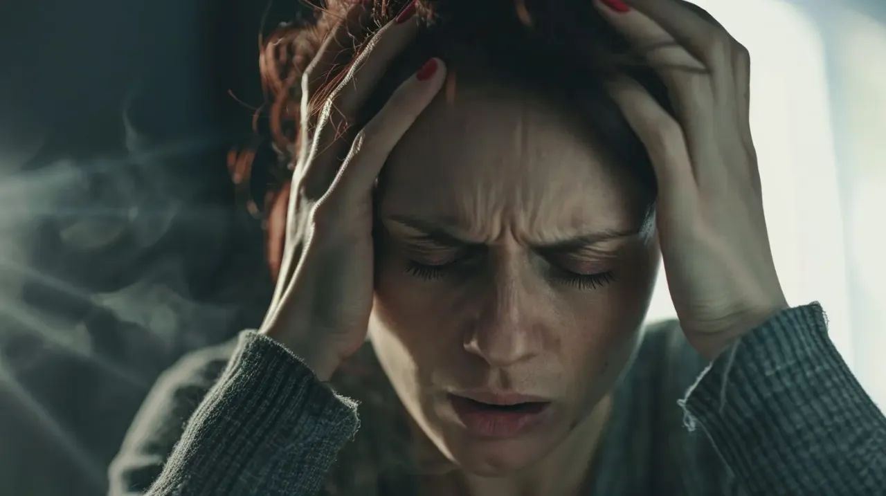 Osoba z atakiem paniki oddychająca głęboko