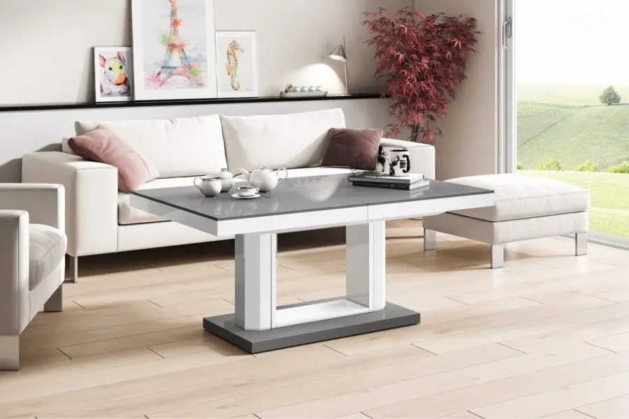 nowoczesny ławostoł z podnoszonym blatem w salonie