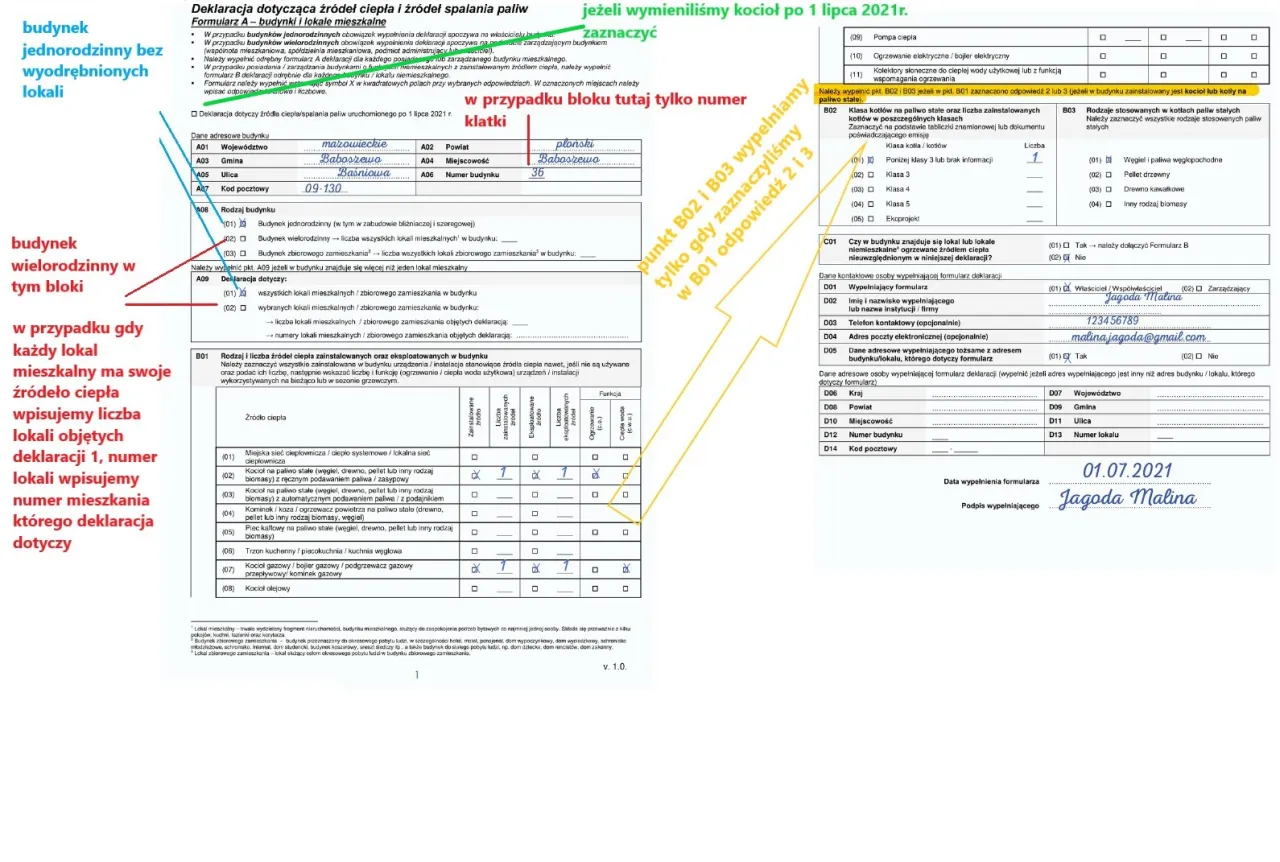 Formularz CEEB przykład