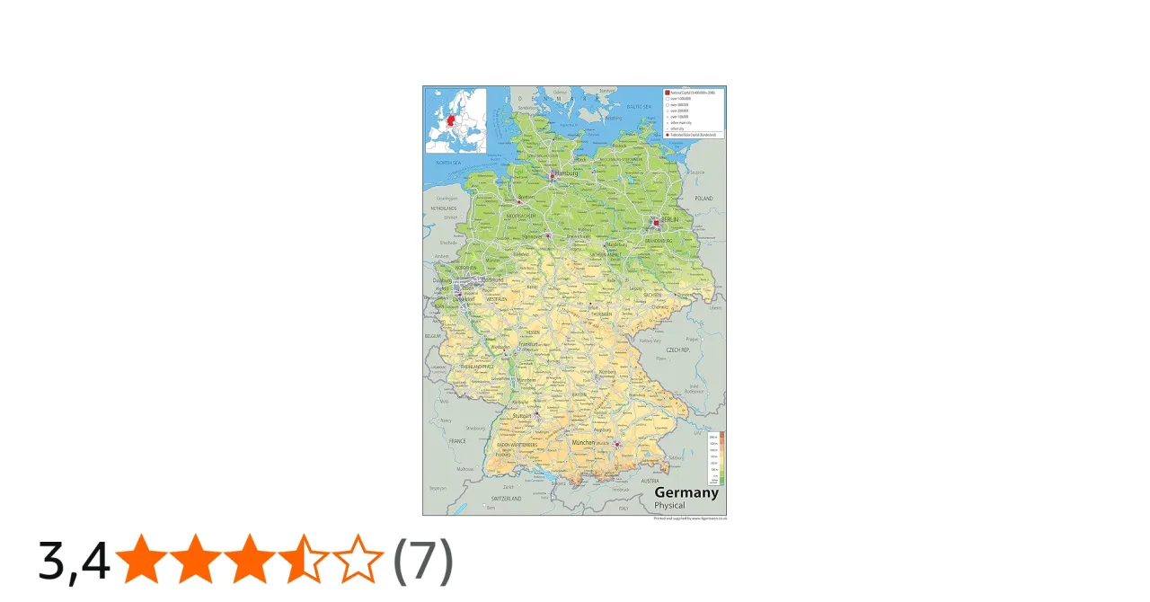 Mapa fizyczna Niemiec ukształtowanie terenu