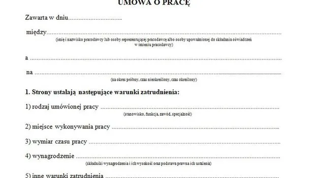 Umowa o pracę wzór