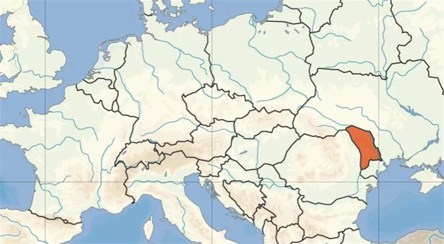 Mapa Europy z zaznaczoną Mołdawią