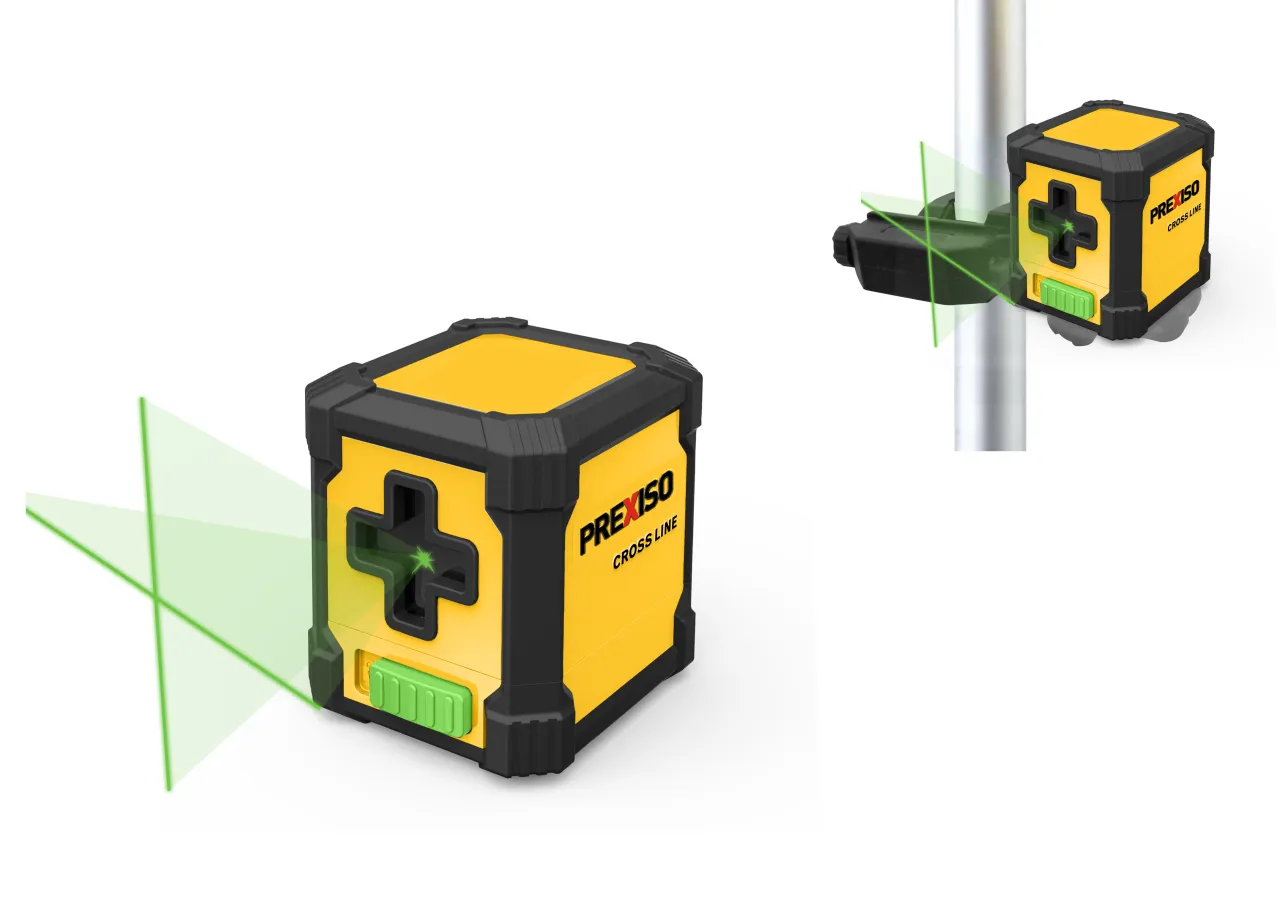 poziomica laserowa zielona wiązka w pracy