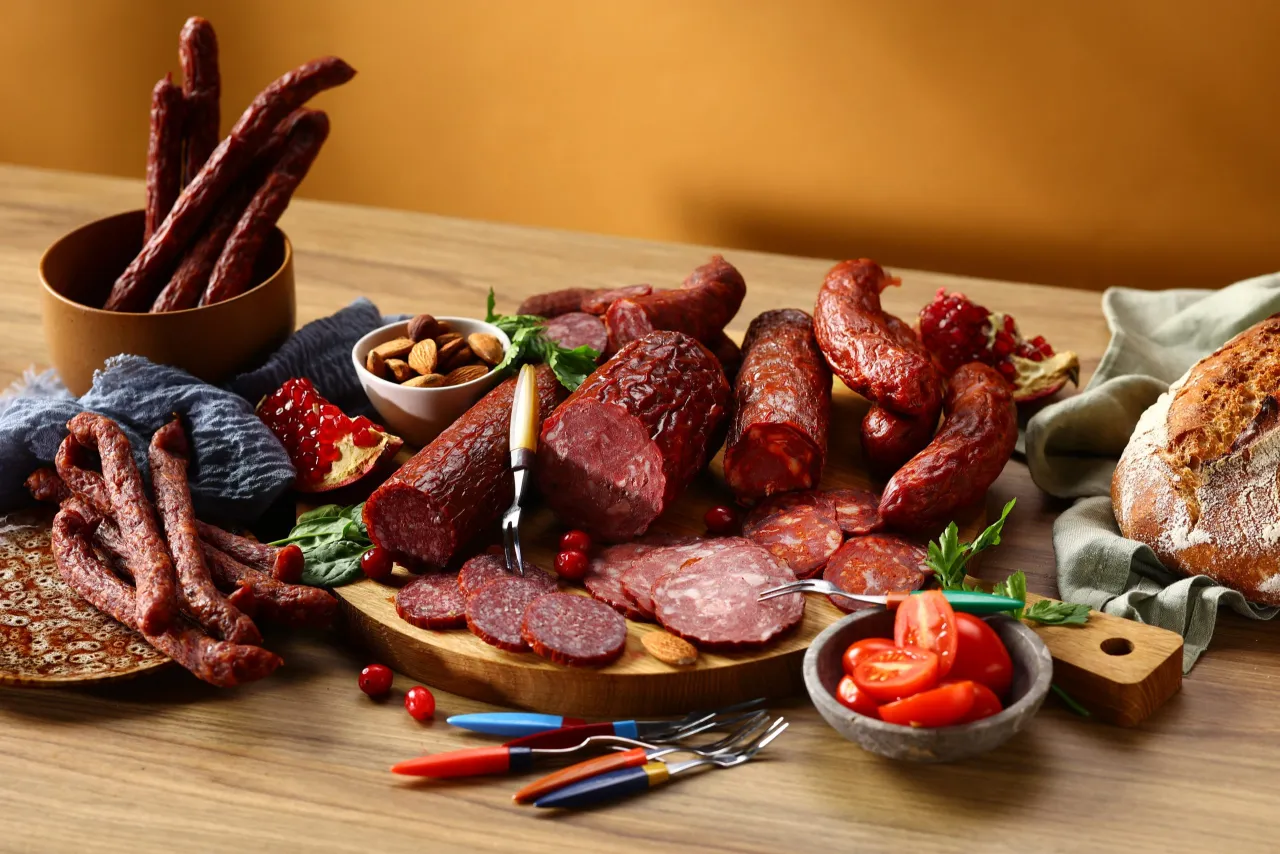 deska wędlin kiełbasa z orzechami