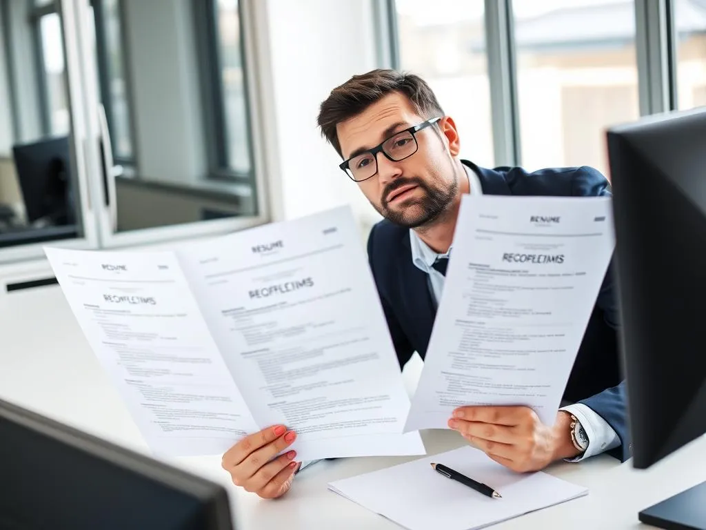 Rekruter analizujący CV na komputerze