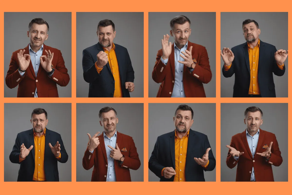 Mężczyzna z dobrą mową ciała, pewny siebie ubi&oacute;r, pierwsze wrażenie