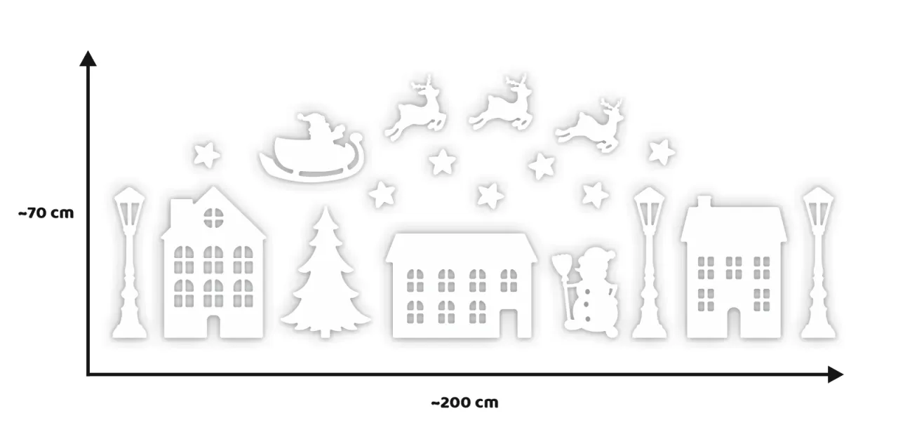 zimowe miasteczko z papieru na okno szablon