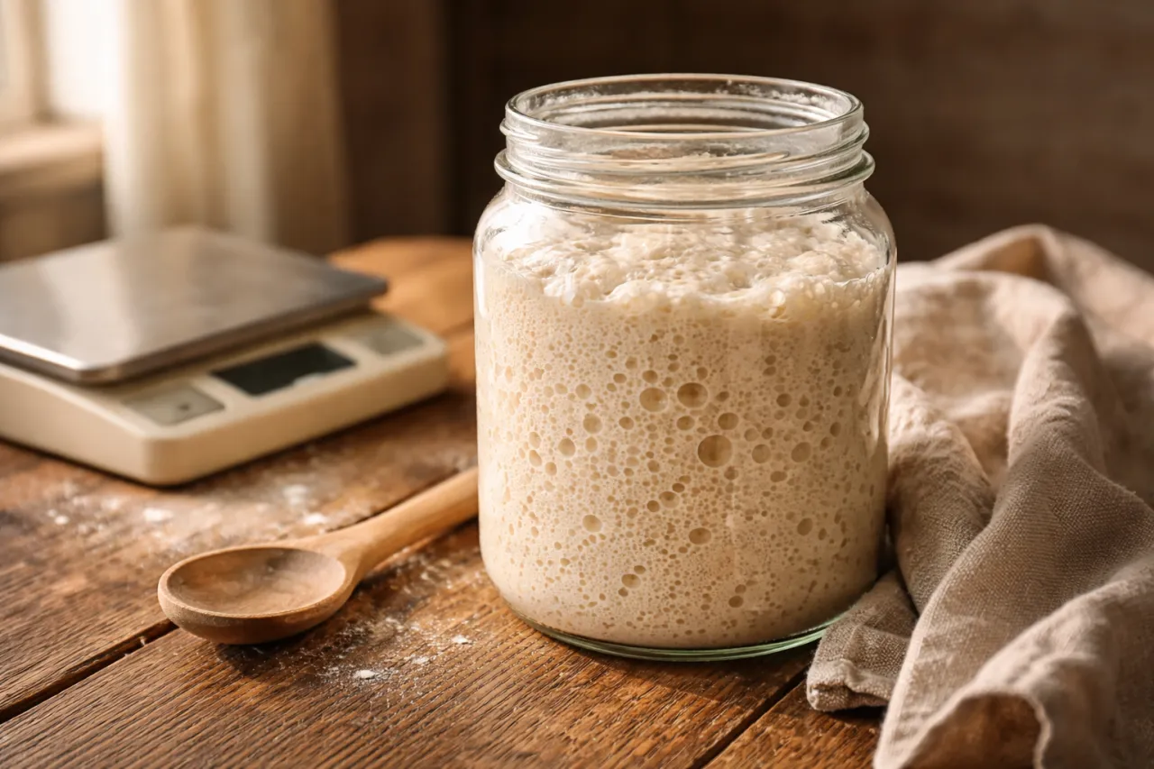 Składniki do zakwasu: mąka żytnia i woda
