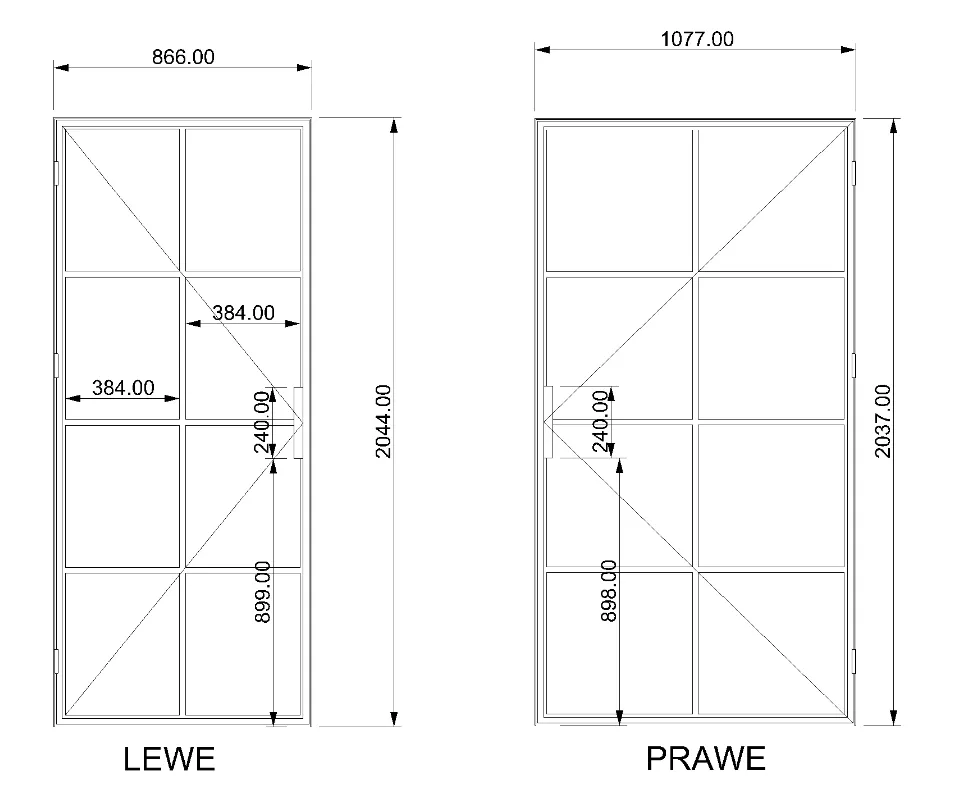 projekt drzwi loftowych szkic wymiary