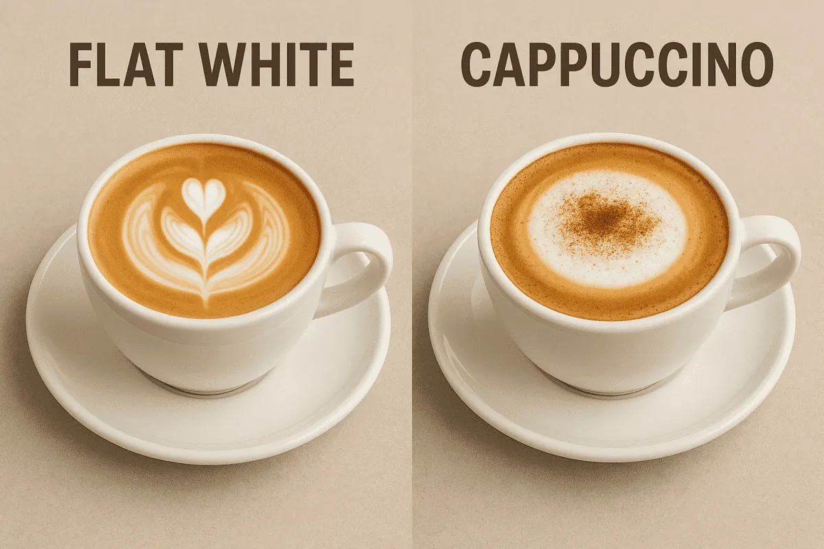 por&oacute;wnanie flat white latte cappuccino