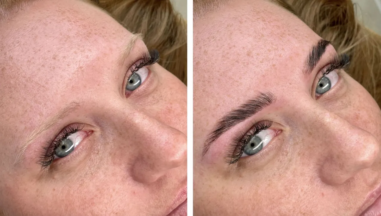 Laminacja brwi przed i po