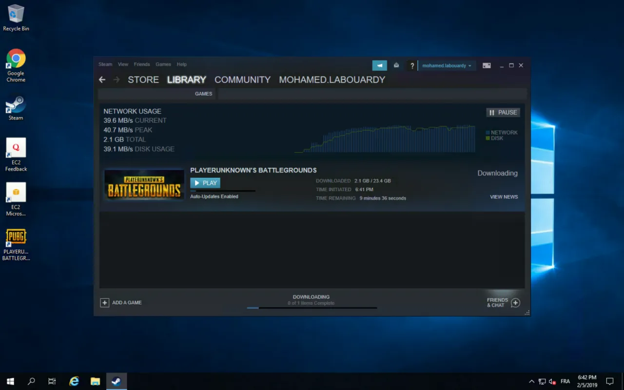 PUBG Steam update process screenshot