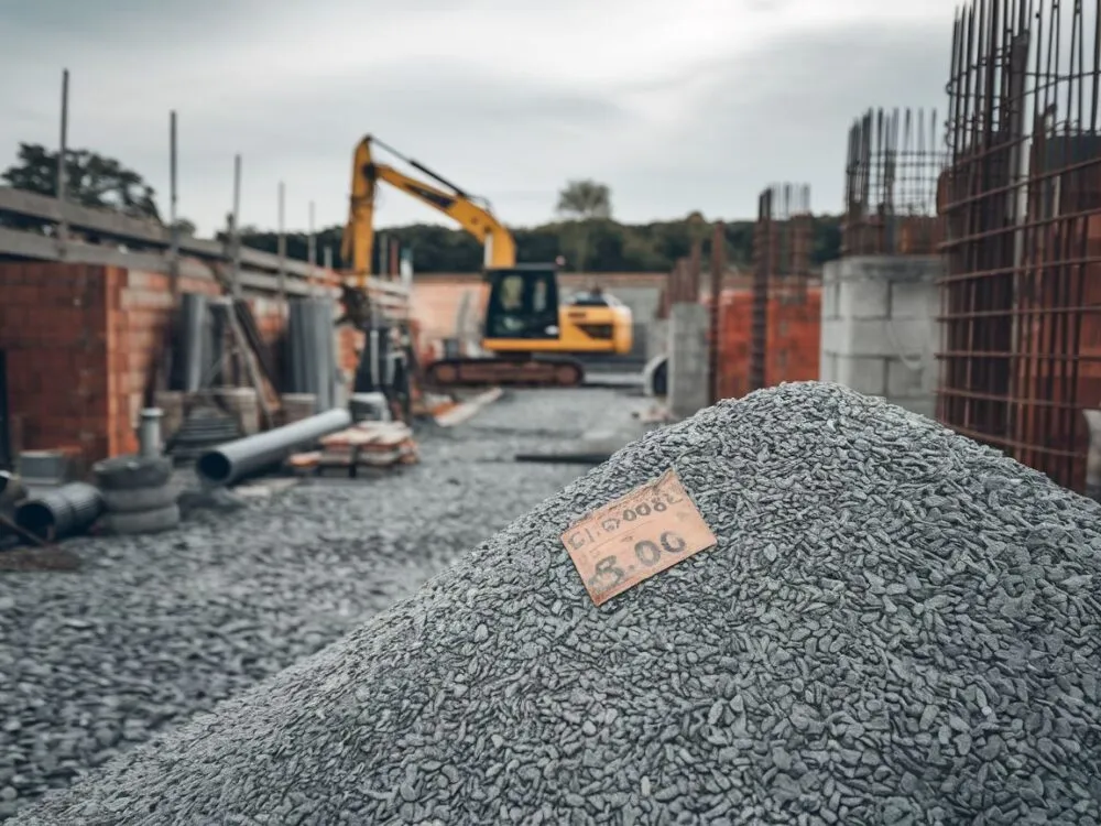 materiały budowlane na budowie stos żwiru