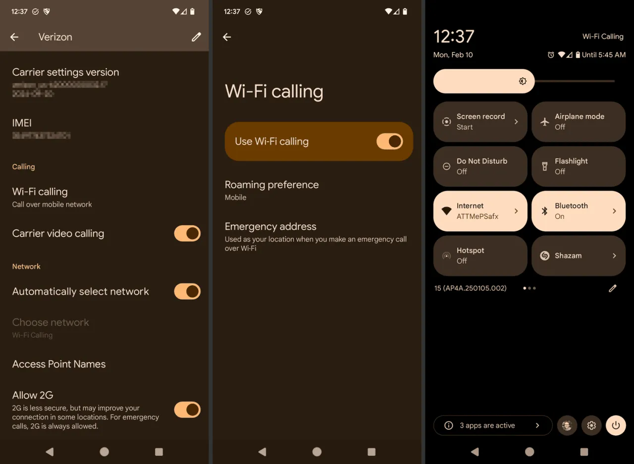 Ustawienia Wi-Fi Calling Android